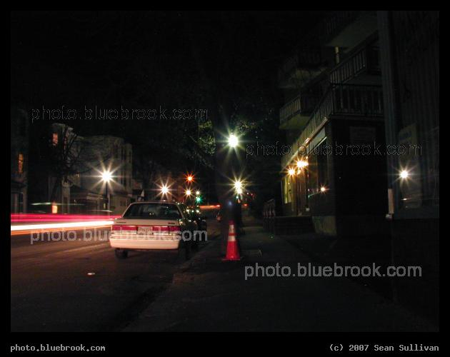 Melrose Lights - Time exposure looking along West Wyoming Ave in Melrose, MA near the Wyoming Hill MBTA train station