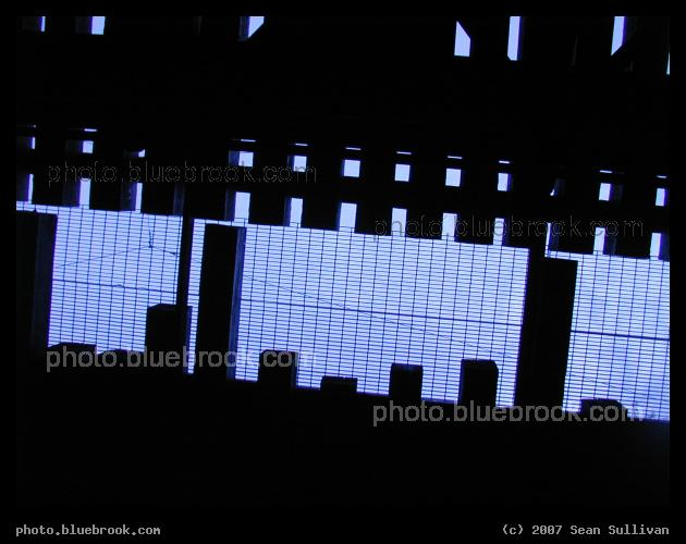 Boxes and Grids - A railroad bridge near Princeton NJ, seen from a pedestrian walkway under the bridge