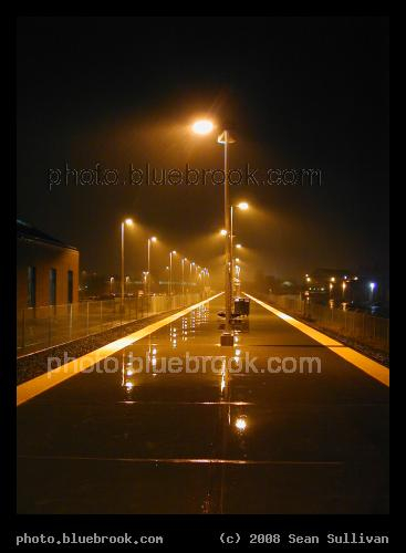 Wet Platform - Rain showers soaking the Newburyport MBTA train station platform, Newburyport MA