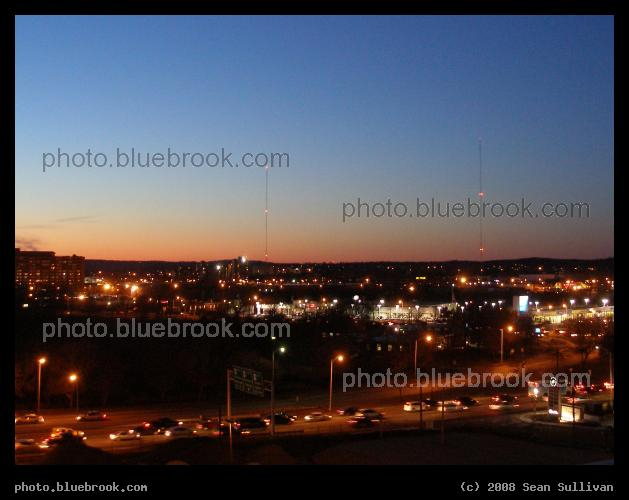 Medford Sunset - Evening twilight overlooking traffic on MA-28 at Wellington Circle, Medford MA
