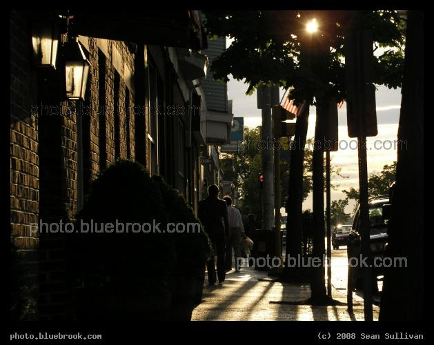 Broadway at Mt Vernon - A view down the sidewalk on Broadway at Mt Vernon Street in the afternoon, Somerville MA