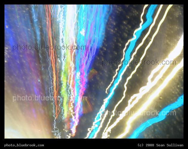 O'Brien Highway - Time exposure of lights along the side of the road, Cambridge MA