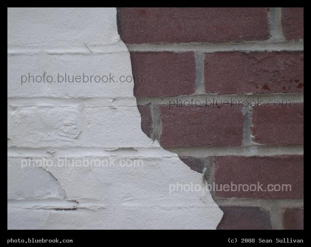 Paint Boundary - Bricks on the side of a shopping mall, Newton MA