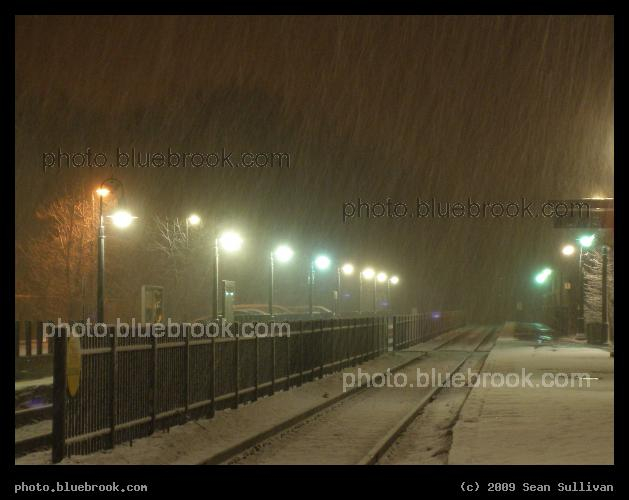 West Concord - West Concord MBTA train station in light snow, Concord MA