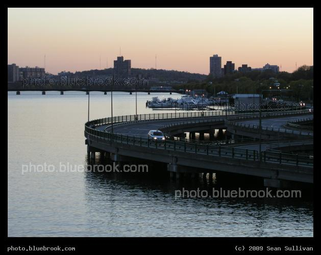 Cambridge Road Design - Memorial Drive making an excursion above the Charles River near Kendall Square, Cambridge MA