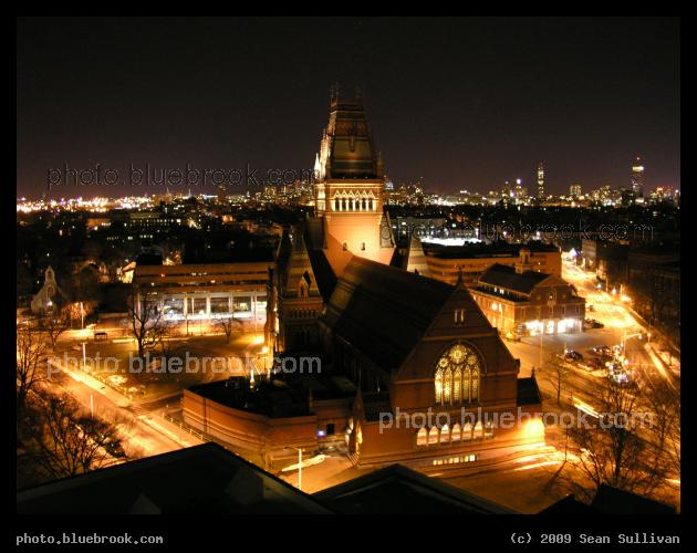 Harvard at Night - Memorial Hall seen from a nearby rooftop, Harvard University, Cambridge MA