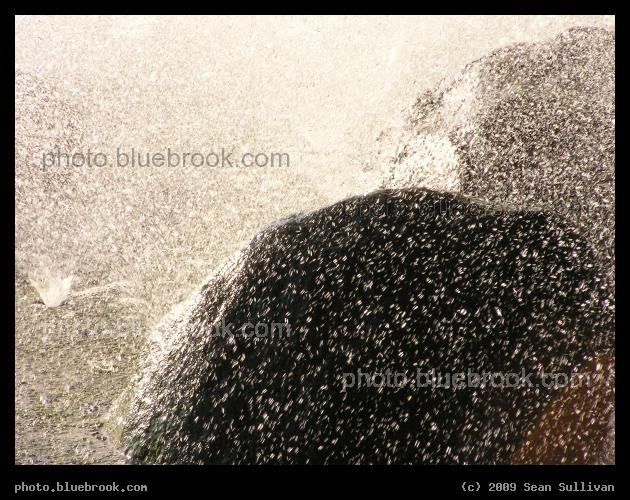 Artificial Mist - A water fountain over rocks at Harvard University, Cambridge MA