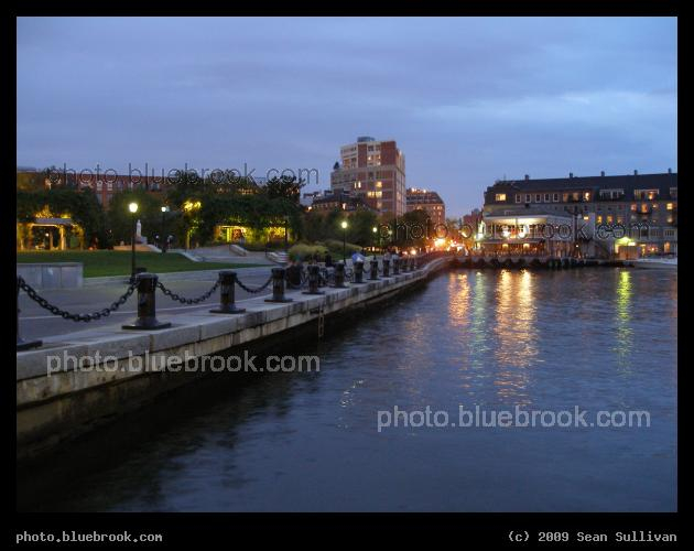 Evening Park Waterfront - Columbus Park and Boston Harbor after sunset, Boston MA