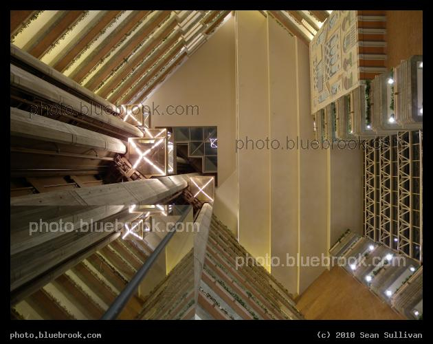 Above the Lobby - A vertical view from the lobby of the Hyatt hotel, Cambridge MA