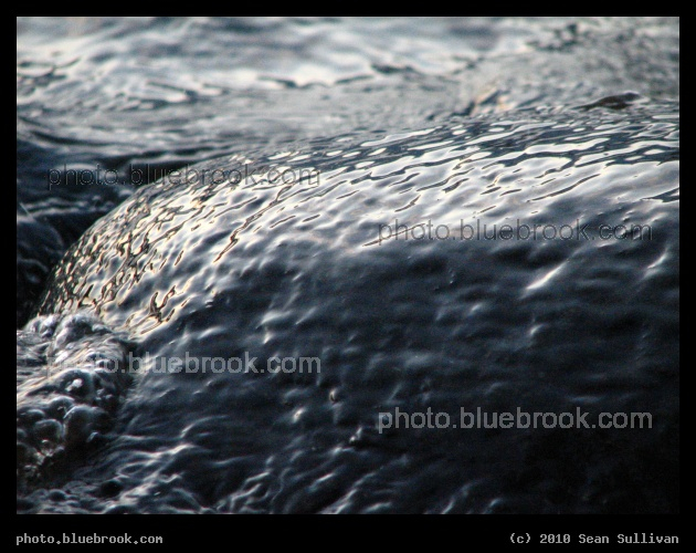 Water Covering Stone - Light playing with water playing with rock, Charles River, Boston MA