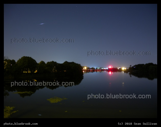 Iridium over the Mystic River - The Iridium 59 communications satellite (upper left) glinting by reflected sunlight over the Mystic River, Somerville MA