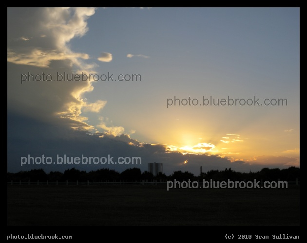Sunset over the VAB - From the crawlerway near launch pad 39-A, looking west towards the Vehicle Assembly Building, Kennedy Space Center
