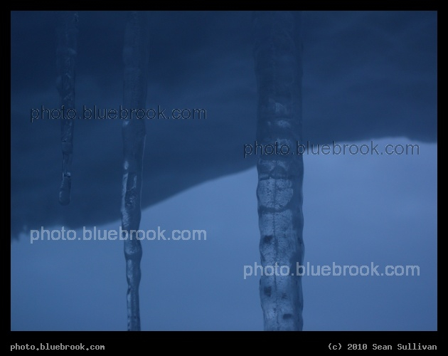 Icicle Columns - Icicles hanging from a rooftop after a blizzard, Somerville MA