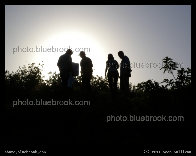 On the Mounds - Photographers on one of the mounds (earthen hills) at Kennedy Space Center launch pad 39-A, during setup of remote cameras before the launch of shuttle Atlantis on flight STS-132