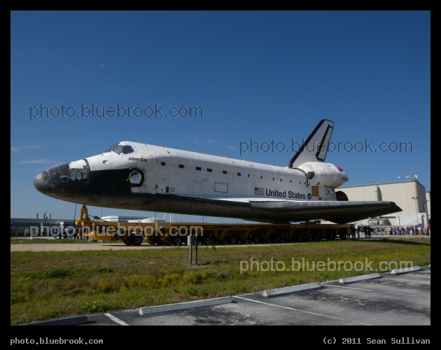 Rollover of Atlantis - During the rollover of Atlantis from its OPF hanger to the Vehicle Assembly Building in preparation for the last shuttle flight (STS-135), Kennedy Space Center FL