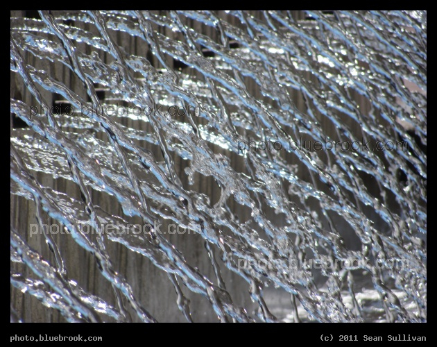 Latticework of Water - Close-up view of a fountain at the Church Street pedestrian mall, Burlington VT