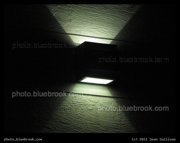 Twin Illumination - Lights on the outside wall of a fast food restaurant, Titusville FL