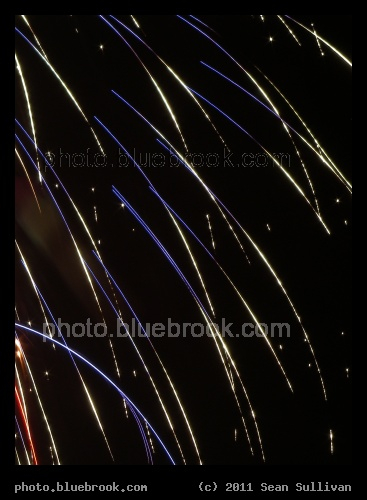 Blue and Silver Streaks - First Night 2011 fireworks over Boston Harbor