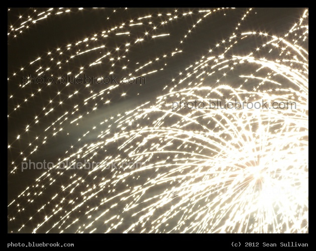 Cascade of White Sparkles - First Night 2011 fireworks over Boston Common