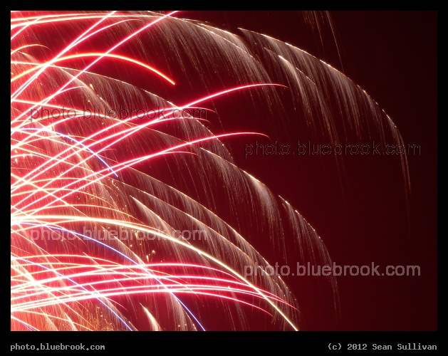 Feathering on a Cherry Sky - First Night 2011 fireworks over Boston Harbor