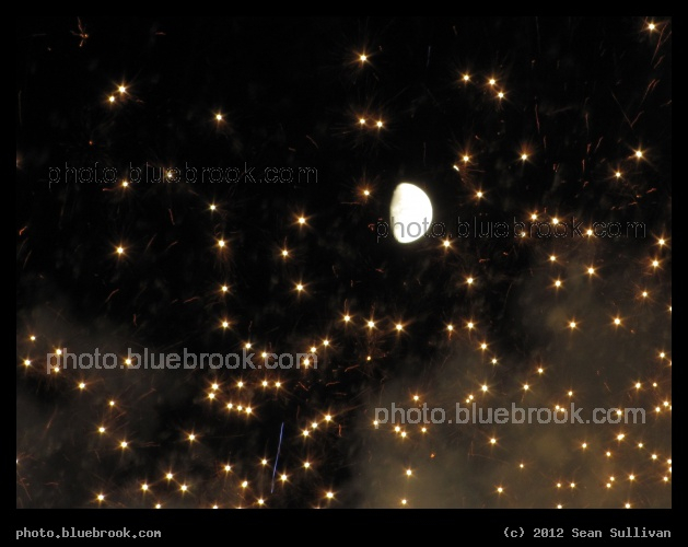La Luna - The moon seen through fireworks, Somerville MA