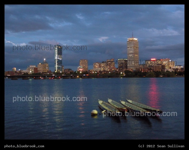 Sleeping Boats on the Charles - Evening twilight looking across the Charles River