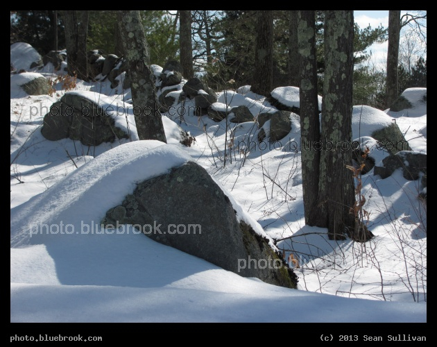 Winter Wall - A stone wall, Holliston MA