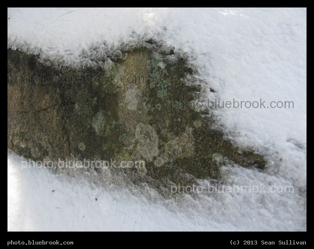Rock under Ice - Snow on the side of a boulder, Holliston MA