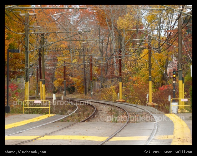 Autumn Tracks - MBTA Green Line subway tracks from Chestnut Hill station, Newton MA