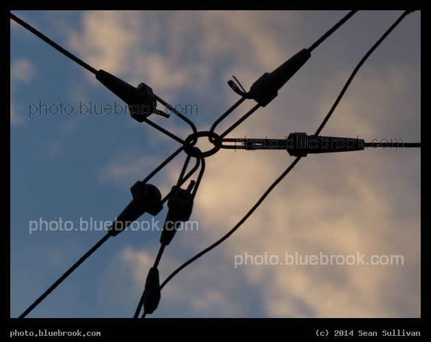 Five Connections - Overhead trolley wire on Chestnut Hill Ave, Brighton MA
