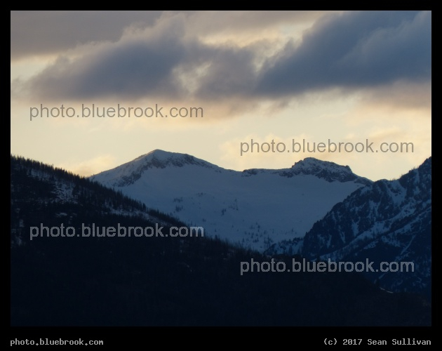 Snow-Covered Mountain at Dusk - Bitterroot Mountains, Corvallis MT