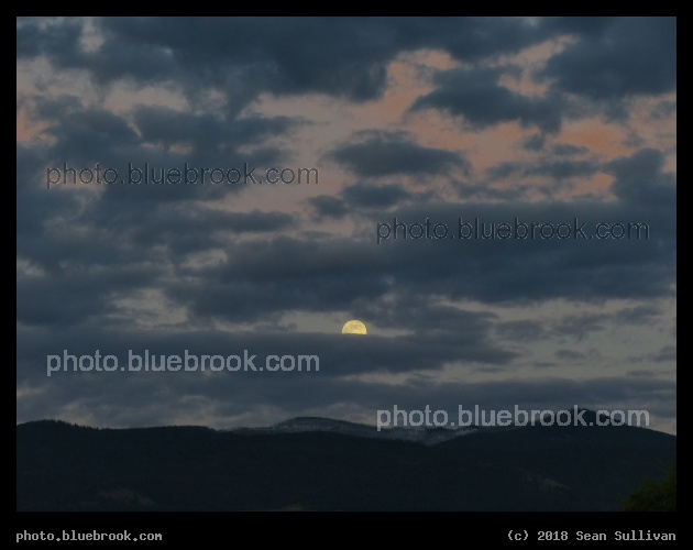 Moon Peeking through Patchy Sky - Sapphire Mountains, Corvallis MT