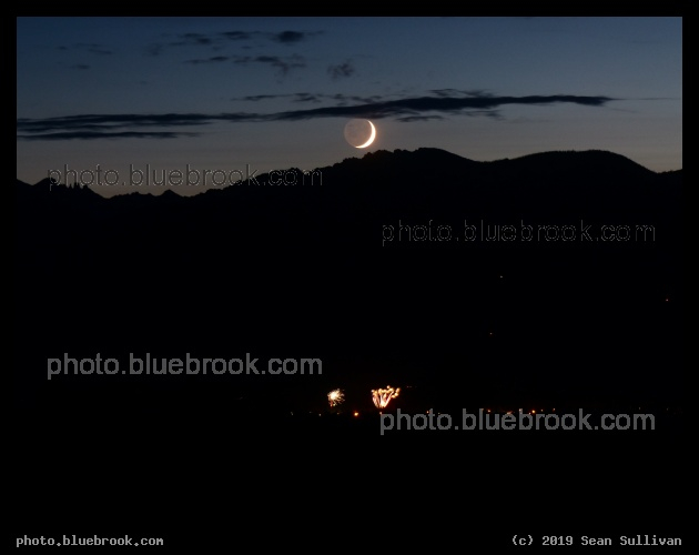 Fireworks Blossom below the Moon - Fireworks near Victor MT
