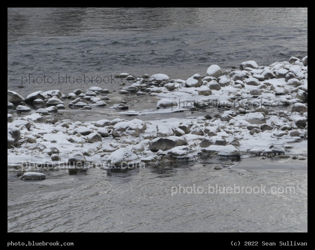 Snowy Boulders in the River - Bitterroot River, Stevensville MT